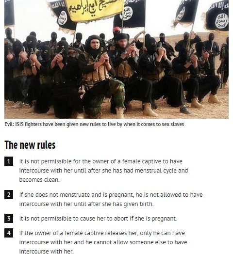 IS（イスラム国）にある“女・子供の捕虜に関する規則”（画像はmirror.co.ukのスクリーンショット）