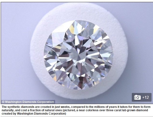 天然物に引けを取らない人工ダイヤモンド（画像はdailymail.co.ukのスクリーンショット）