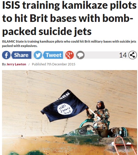 イスラム国（IS）、特攻隊パイロットを育成か（画像はdailystar.co.ukのスクリーンショット）