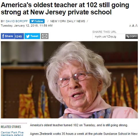 【海外発！Breaking News】御年なんと102歳、バリバリ現役の女性教師がアメリカに！