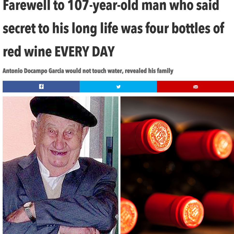 【海外発！Breaking News】なんと強靭な肝臓！　毎日ワイン4本空け、107歳まで生きたスペインの男性
