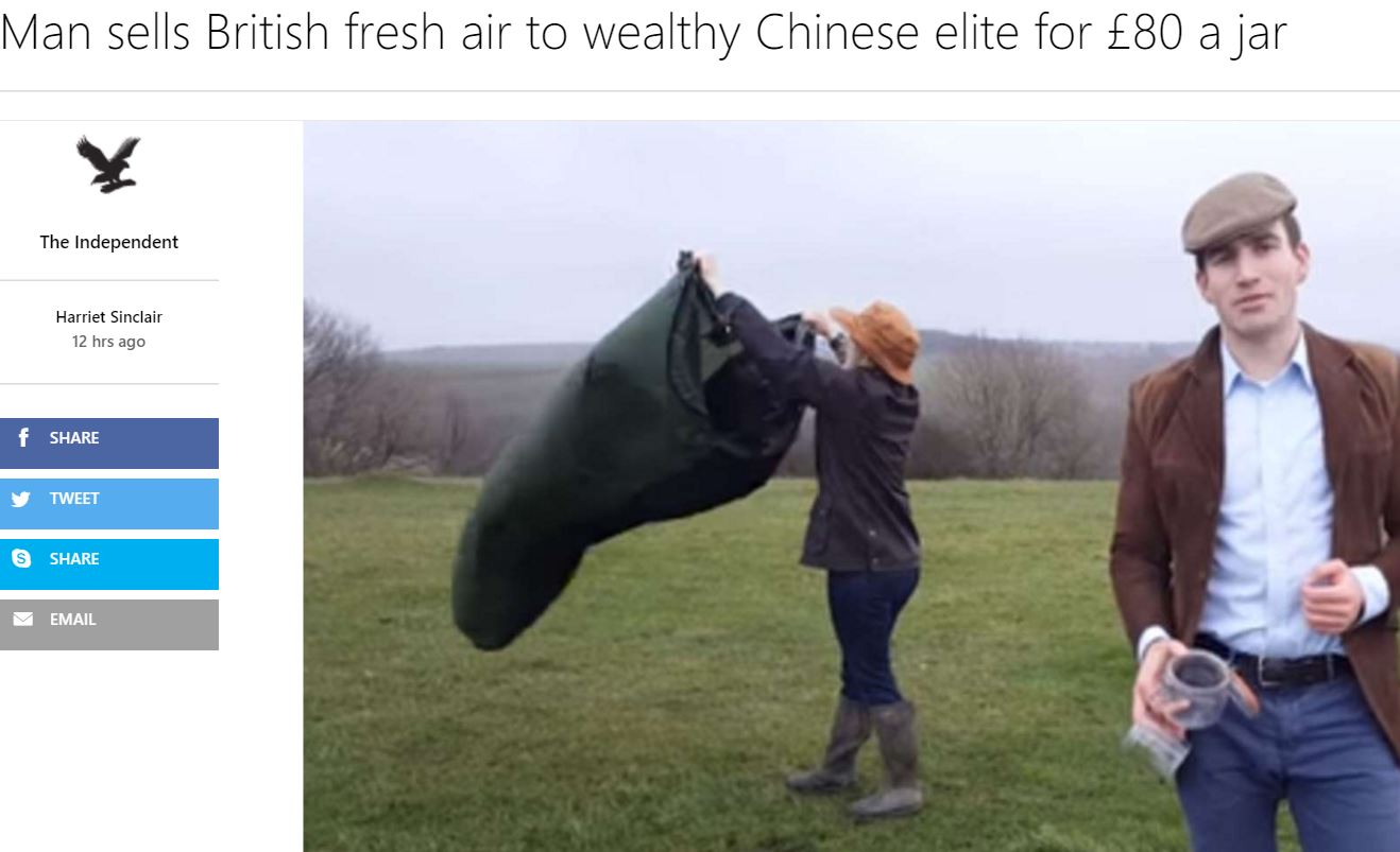 【海外発！Breaking News】「英国のキレイな空気を輸出します」北京・上海向け新ビジネス！