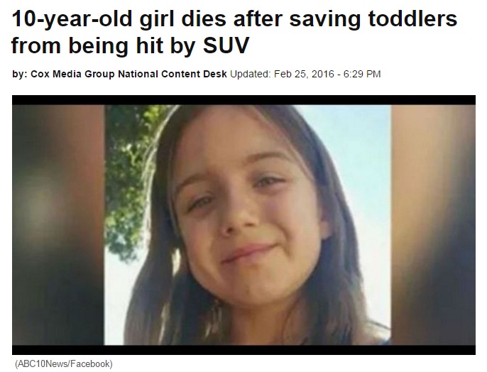 2人の幼児を助け自らは犠牲になった10歳少女（出典：http://www.myfoxboston.com）