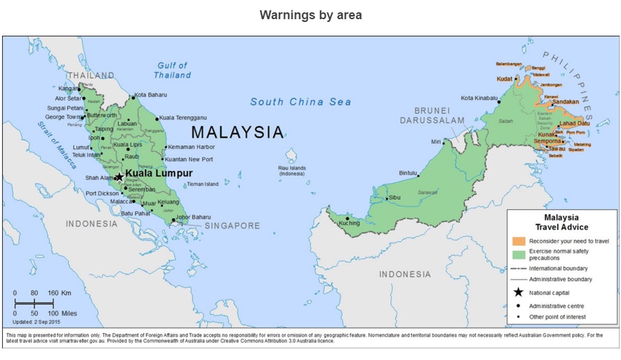 豪・政府観光局がマレーシア渡航者に注意喚起（出典：http://smartraveller.gov.au）