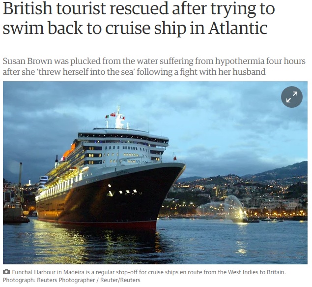 【海外発！Breaking News】クルーズ船を追いかけ海へ　65歳英女性、4時間漂流し救助される