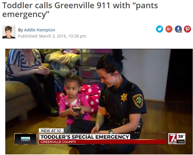 【海外発！Breaking News】2歳児「ズボンがはけない」と911コール（米）
