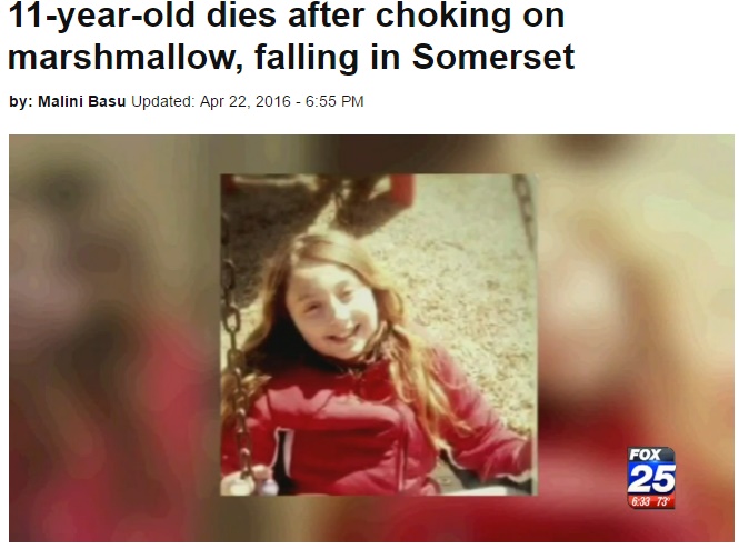 マシュマロで窒息死した11歳の女の子（出典：http://www.myfoxboston.com）