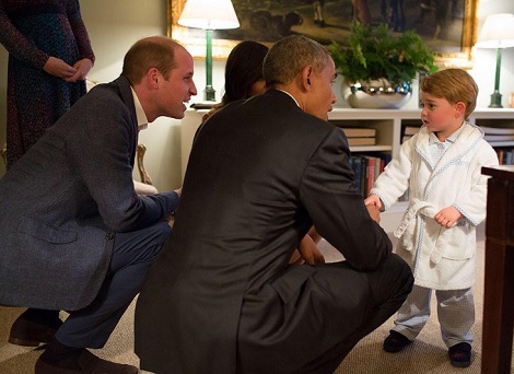 【イタすぎるセレブ達】英ジョージ王子、パジャマ姿でオバマ大統領夫妻と対面