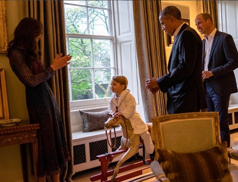 オバマ米大統領と対面したジョージ王子（出典：https://www.instagram.com/kensingtonroyal）