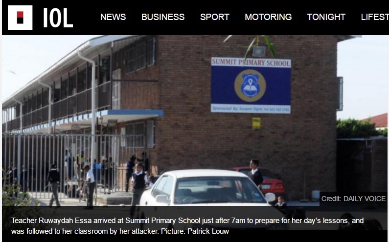 南アフリカの小学校で強盗事件（出典：http://www.iol.co.za）