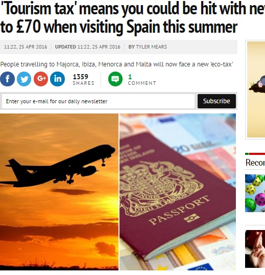 7月1日以降のスペイン旅行では追加の“観光税”徴収にご注意を（出典：http://www.walesonline.co.uk）