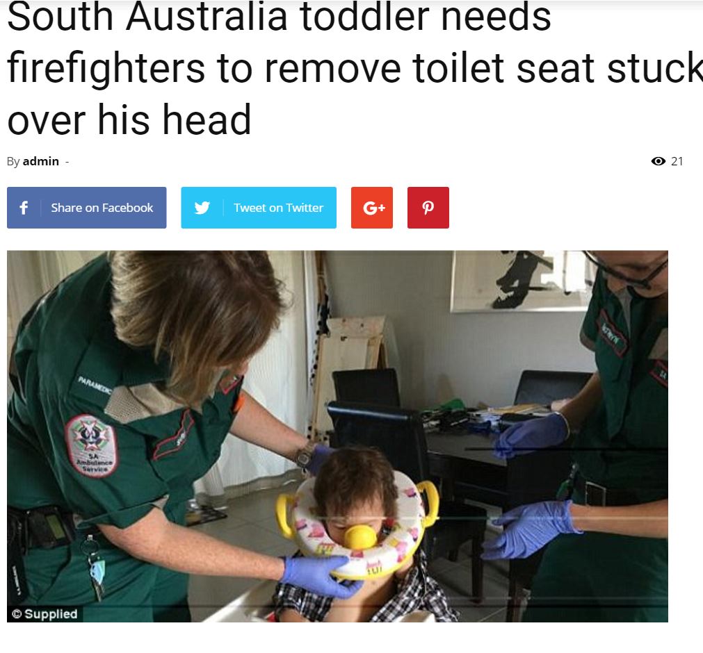 【海外発！Breaking News】トイレトレーニングの2歳児　補助便座が頭から抜けず救助隊員出動（豪）