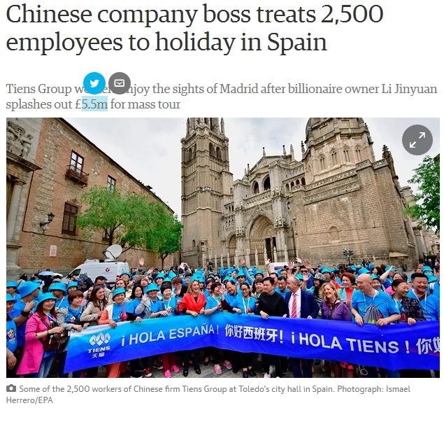 【海外発！Breaking News】社員旅行の規模が半端ない中国企業　飛行機20機、2500人でスペインへ