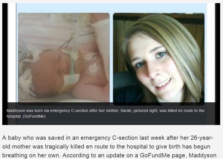 【海外発！Breaking News】事故死した妊婦、帝王切開で女児誕生　“奇跡の子”（米）