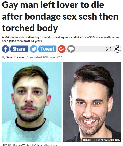 ゲイの男性、パートナー殺害に重い刑罰（出典：http://www.dailystar.co.uk）