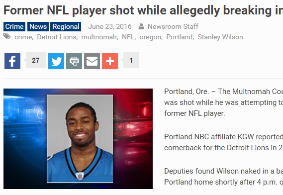 【海外発！Breaking News】名門大学出身の元NFL選手、全裸で住居侵入し撃たれる