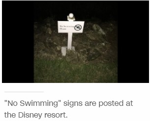 「遊泳禁止」の看板があるリゾート内（出典：http://edition.cnn.com）