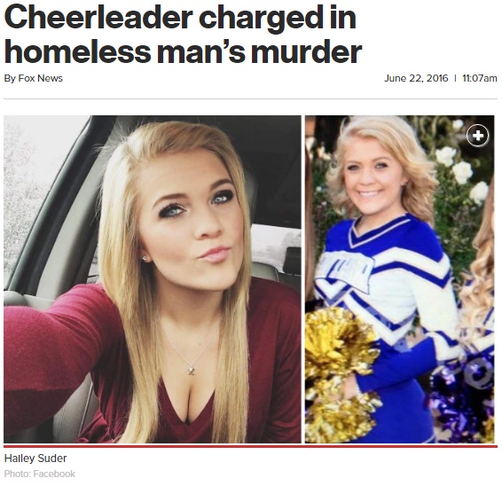 【海外発！Breaking News】美人高校生チアリーダーから一転、ホームレス殺害事件の容疑者に（米）
