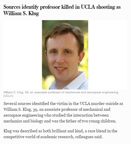 米UCLA銃撃事件で容疑者に射殺された教授（出典：http://www.latimes.com）
