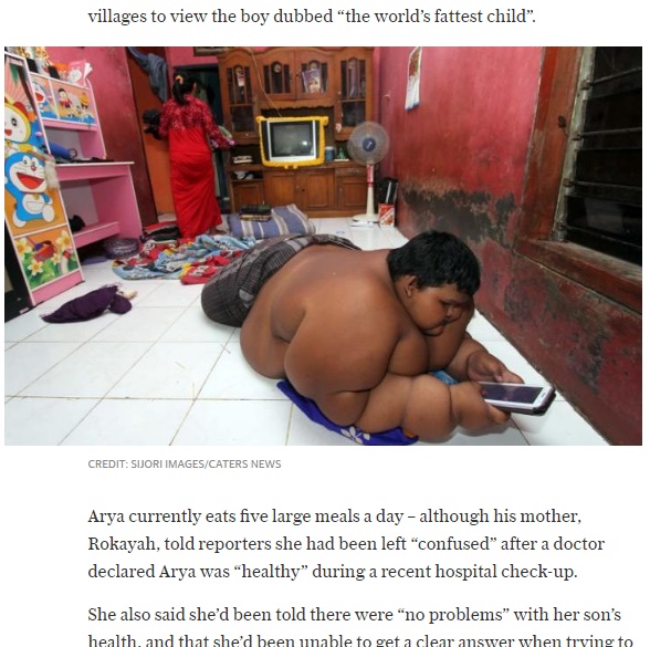 「世界一の肥満児」のレッテル返上なるか（出典：http://www.telegraph.co.uk）