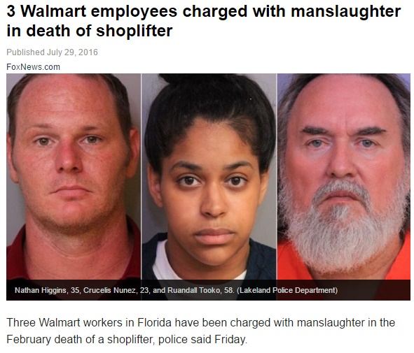 ウォルマートの従業員3名、万引き犯を激しい暴力で死なせる（出典：http://www.foxnews.com）