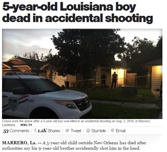 【海外発！Breaking News】クローゼットに隠した銃で遊んでいた　9歳兄が5歳弟を撃ち殺す（米）