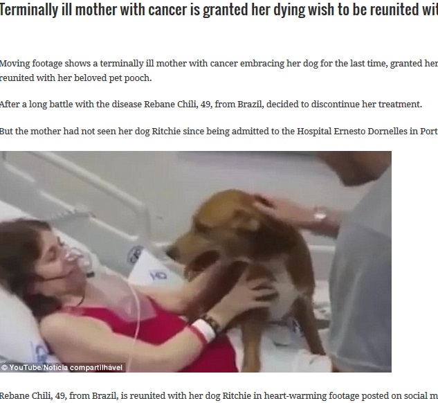 【海外発！Breaking News】「愛犬に会いたい」末期がん女性の最期の願い　病院も協力（ブラジル）