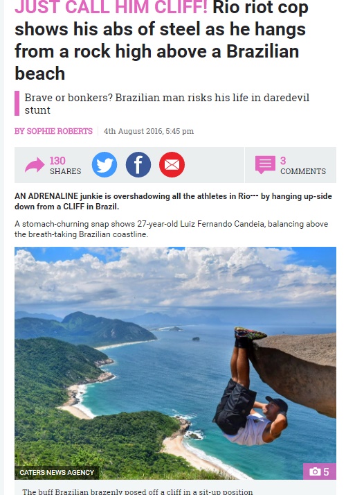 【海外発！Breaking News】恐るべき「バットマニング」男　98mの断崖絶壁で逆さ吊りに挑戦（ブラジル）