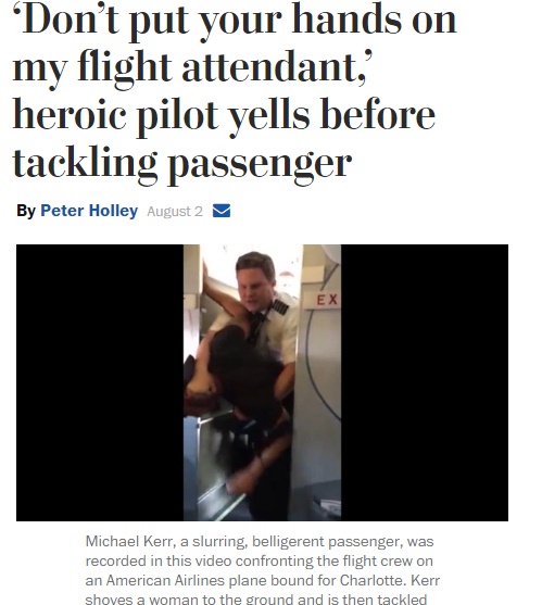 【海外発！Breaking News】「大事なCAに何をする！」　アメリカン航空機長、泥酔の乗客にタックル！
