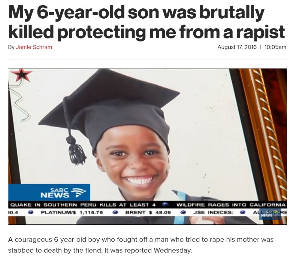 レイプ犯から母親を必死にかばった6歳男児、 殺される（出典：http://nypost.com）