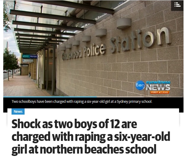 豪・12歳少年2名、6歳少女への性的暴行で逮捕（出典：http://www.dailytelegraph.com.au）