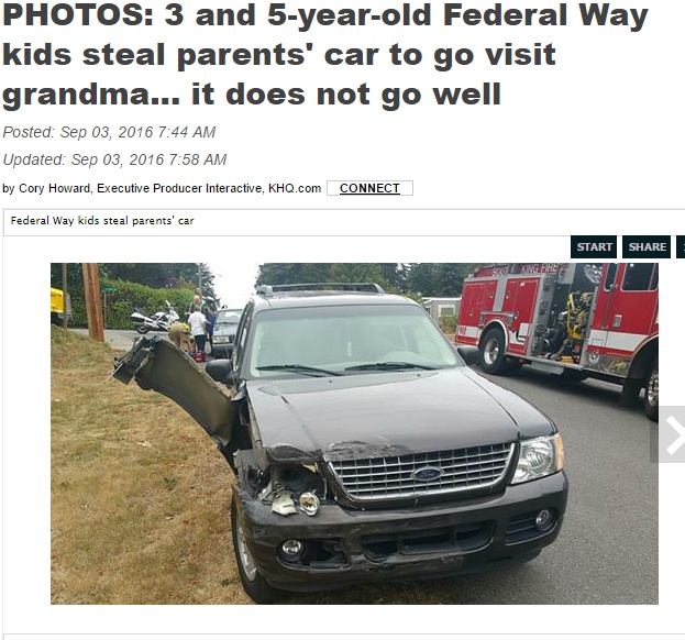 【海外発！Breaking News】5歳児が母親の車を運転して祖母宅へ　衝突事故起こす（米）