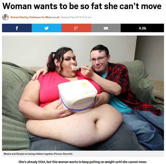【海外発！Breaking News】「動けなくなるまで太りたい」世界最高記録を目指す体重318kgの女性（米）