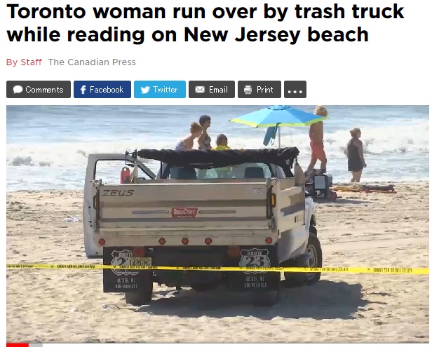 【海外発！Breaking News】ゴミ収集車ビーチで海水浴客をひく　読書していた女性が重傷（米）