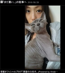 壇蜜と愛猫（出典：http://ameblo.jp/sizuka-ryu）