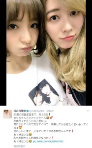“18歳設定”の篠田麻里子と19歳の松井珠理奈（出典：https://twitter.com/JURINA38G）