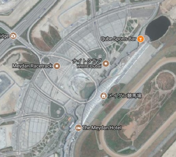 メイダン競馬場とファルコン　画像引用：Google Map