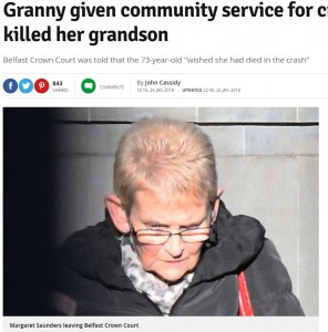 事故を起こしたマーガレット（73歳）（画像は『Belfast Live　2018年1月26日付「Granny given community service for crash which killed her grandson」』のスクリーンショット）