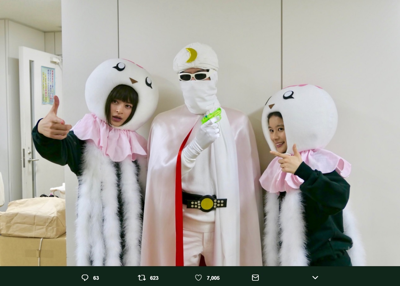 瀬戸康史、要潤、芳根京子（画像は『芳根京子　2018年2月24日付Twitter「海月姫のデモのオフショットもたくさんあるのであります。」』のスクリーンショット）