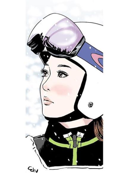 江口寿史によるイラスト（画像は『江口寿史　2018年2月3日付Instagram「Jan.2018 ＃skijumping ＃pyeongchang2018」』のスクリーンショット）