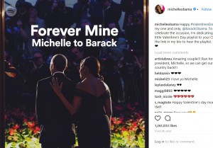 最高のバレンタインデー・ギフト（画像は『Michelle Obama　2018年2月14日付Instagram「Happy ＃ValentinesDay to my one and only, ＠BarackObama.」』のスクリーンショット）
