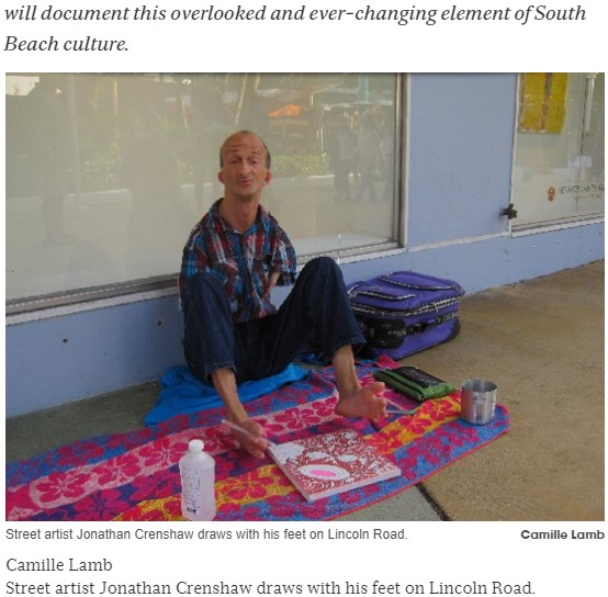 ストリート・アーティストとして活躍していたジョナサン（画像は『Miami New Times　2011年1月12日付「Art on the Street: Jonathan Dale Crenshaw」（Camille Lamb）』のスクリーンショット）