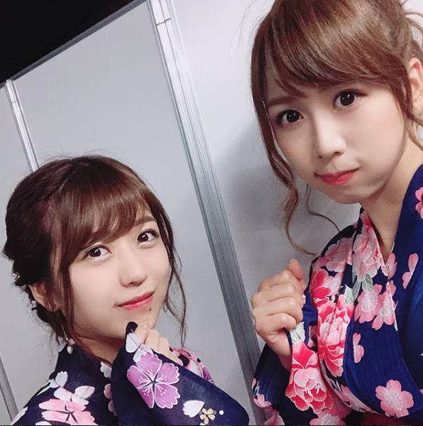 篠崎彩奈と大家志津香（画像は『shizuka oya　2018年8月10日付Instagram「浴衣祭り1日目。」』のスクリーンショット）