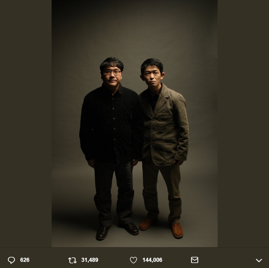 コンビ時代のカンニング：竹山隆範と中島忠幸さん（享年35）（画像は『カンニング竹山　2018年9月15日付Twitter「早いもので今日は奴の13回忌法要。」』のスクリーンショット）