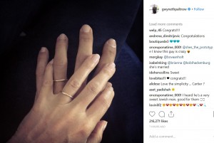 グウィネスとファルチャック氏の左手には結婚指輪が（画像は『Gwyneth Paltrow　2018年9月30日付Instagram』のスクリーンショット）