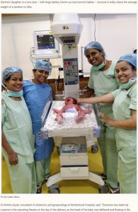 5,783gで元気に生まれた女児（画像は『Storytrender　2018年11月28日付「BIGGEST BUNDLE OF JOY! SHOCKED INDIAN MUM DELIGHTED TO WELCOME BOUNCING BABY WEIGHING ALMOST 13LBS」（Pic By Caters News）』のスクリーンショット）