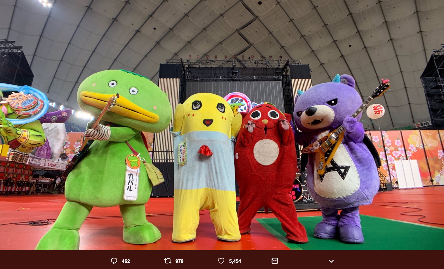 キャラクター・メタルバンド「CHARAMEL」（画像は『ふなっしー　2019年1月16日付Twitter「charamel東京ドームふるさと祭りライブ無事に終わりましたなっしー♪」』のスクリーンショット）
