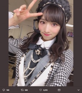 AKB48チーム8（チームA兼任）の小栗有以（画像は『小栗有以　2019年1月18日付Twitter「＃リクアワ2019 終えました～」』のスクリーンショット）