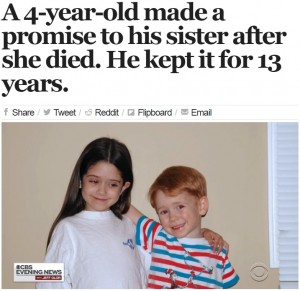 アレックス君が大好きだった姉ミランダさん（左）（画像は『CBS News　2019年5月10日付「A 4-year-old made a promise to his sister after she died. He kept it for 13 years.」』のスクリーンショット）