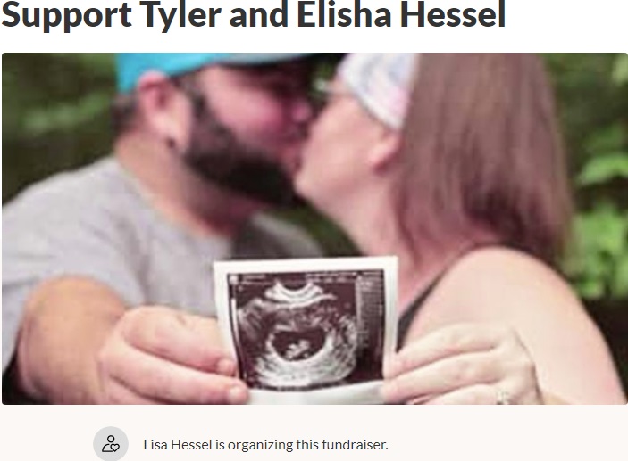 覚せい剤陽性反応が出たエリーシャさん（右）と夫のタイラーさん（画像は『GoFundMe　2019年9月22日付「Support Tyler and Elisha Hessel」』のスクリーンショット）